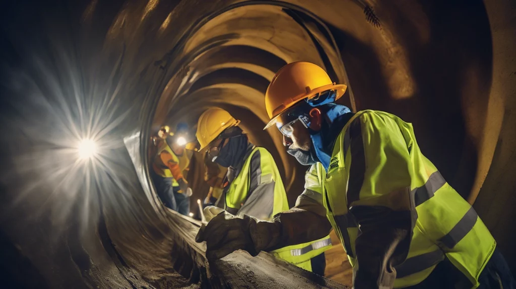 Men in a small space for confined space training in Illinois