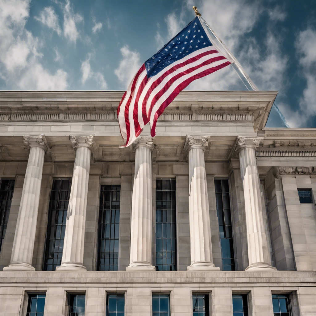 American Flag on Building