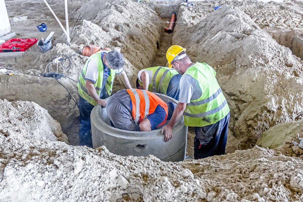 Man in small space for OSHA confined space training in Illinois