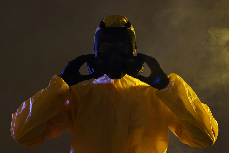 Man in suit for 24-hour HAZWOPER training in Maryland