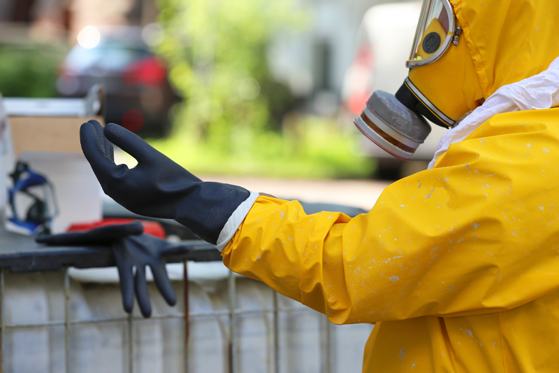 Man in suit for 40-hour HAZWOPER training in Texas